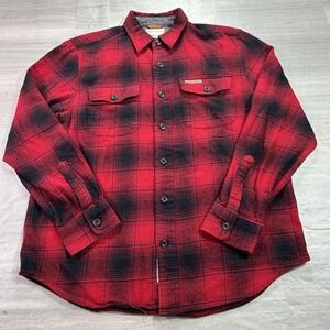 Field & Stream Shirt Mens Medium Red Plaid Flannel Button Up Long Sleeve Casual